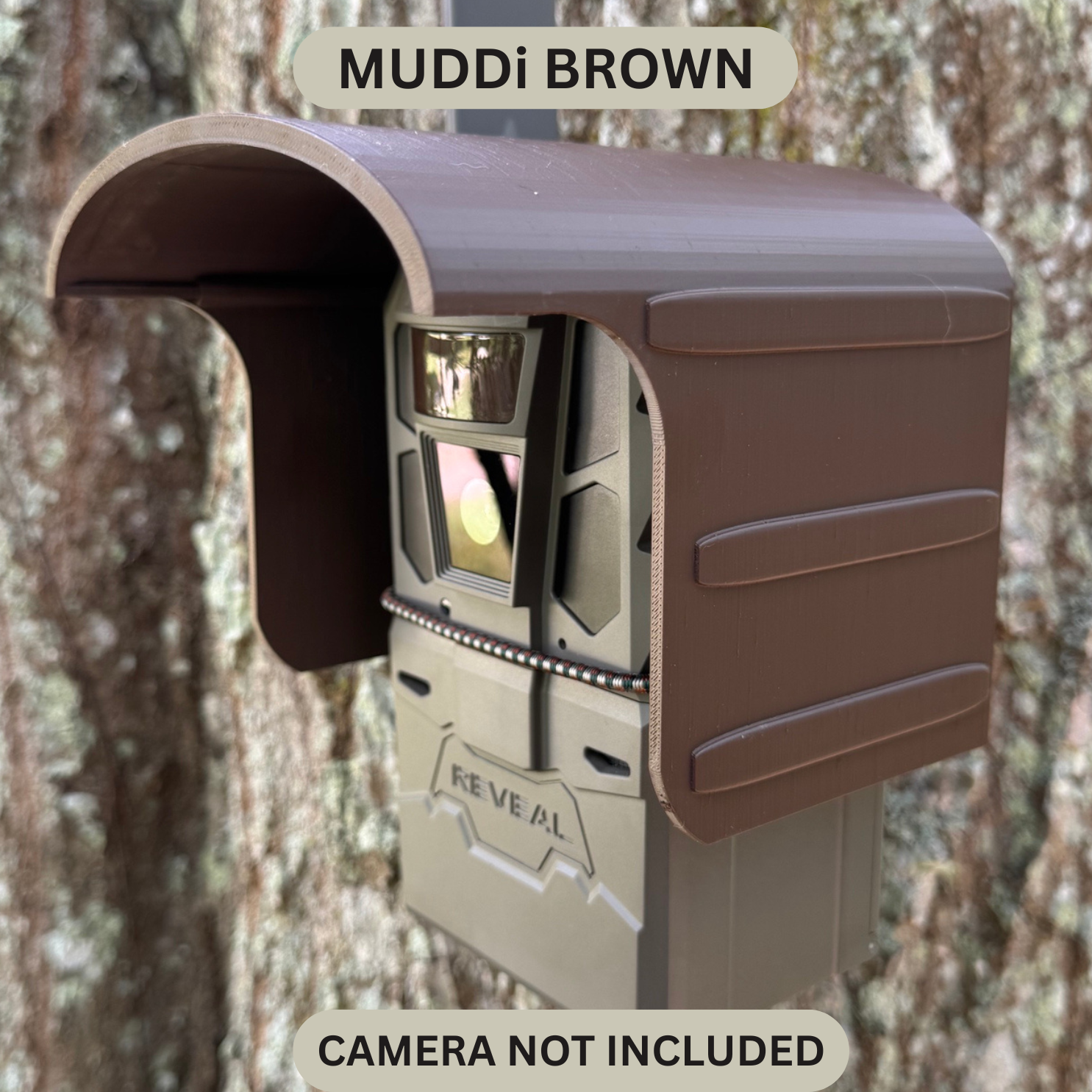 Made in the USA trail camera cover for the TACTACAM REVEAL 4.0 trail camera. Protective trail camera cover keeps your game camera operating in in climate weather.