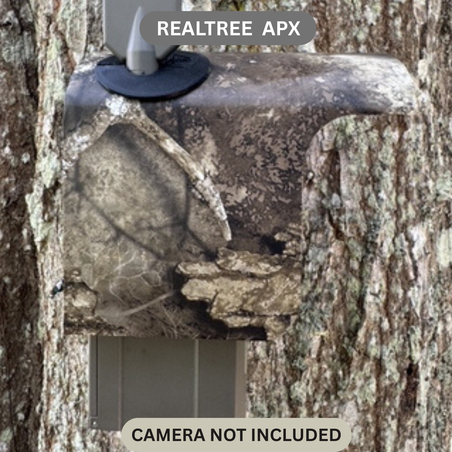 Made in the USA trail camera cover for the TACTACAM REVEAL 4.0 trail camera in REALTRE APX camouflage. Protective trail camera cover keeps your game camera operating in in climate weather.