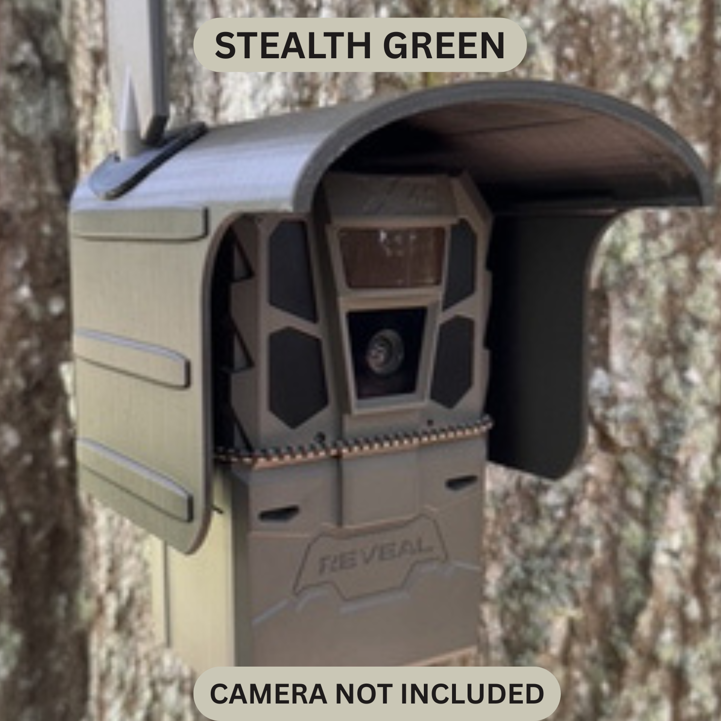 Made in the USA trail camera cover for the TACTACAM REVEAL 4.0 trail camera. Protective trail camera cover  keeps your game camera operating in in climate weather.
