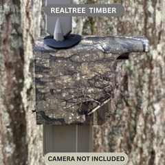 Made in the USA trail camera cover for the TACTACAM REVEAL 4.0 trail camera in REALTRE TIMBER camouflage. Protective trail camera cover keeps your game camera operating in in climate weather.