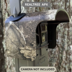 Made in the USA trail camera cover for the TACTACAM REVEAL 4.0 trail camera in REALTRE APX camouflage. Protective trail camera cover keeps your game camera operating in in climate weather.