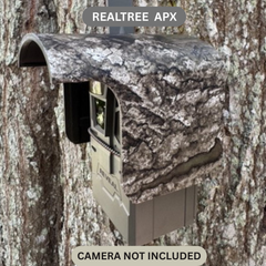 Made in the USA trail camera cover for the TACTACAM REVEAL 4.0 trail camera in REALTRE APX camouflage. Protective trail camera cover keeps your game camera operating in in climate weather.