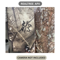 Made in the USA trail camera cover for the TACTACAM REVEAL 4.0 trail camera in REALTRE APX camouflage. Protective trail camera cover keeps your game camera operating in in climate weather.